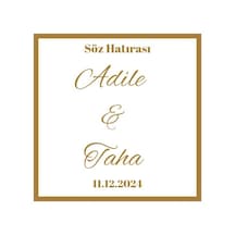 Gold Renk Söz Hatırası Çikolata Etiketi 3,5x3,5 Cm 70 Adet - Arletikettasarım Beyaz