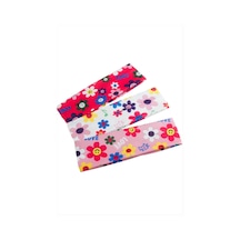 Çiçek Desenli Saç Bandı 6 Cm Pembe