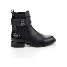 Bambi Siyah Hakiki Deri Kadın Bot & Bootie K02724400303 Siyah