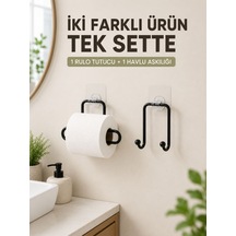 Pratik Yapışkanlı Rulo Kağıtlık Ve Havlu Bez Askılığı 2 Parça Düzenleyici Set