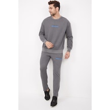 Erkek Spor Açık Gri Oversize Sweatshirt Takım-3859 Açık Gri