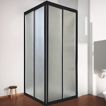 Siyah Profil Şerit Desen Mika Duşakabin Siyah