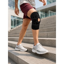 Ligamentli Patella Dizlik Silikon Pedli Yan Destekli Ayarlanabilir Sporcu Dizliği - Lisinya Siyah