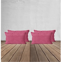 4'lü Kadife Dokulu Kırlent Kılıfı Fuşya-432 - Fuşya