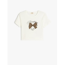 Koton Ekru Kız Çocuk T-shirt 5skg10273ak Ekru