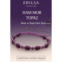 Sertifikalı Sentetik Ham Mor Topaz Taşı Bileklik İlham Ve Hayal Gücü Yayan El Yapımı Takı Mor