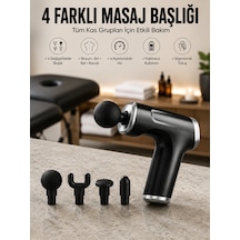 Masaj Tabancası 4 Başlıklı Kas Ve Vücut Ağrıları İçin Şarjlı Darbeli Altın