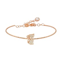 Zirkon Taşlı Gümüş Kedi Figürlü Rose Bileklik - B082701