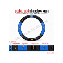 Kia Pro Ceed Dikme Direksiyon Kılıfı Delikli Deri Parlak Siyah Mavi Detay Çift Yüzük Ve Dikiş 2013-2018