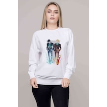 Anime One Piece Baskılı Beyaz Kadın Sweatshirt (528347979)