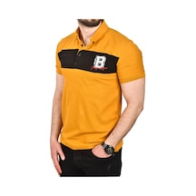 Deepsea Erkek Hardal Sarısı Slim Fit Nefes Alan Pamuklu Kumaş Dar Kesim Kıvrılmaz Yaka Polo Yaka Tişört 2503019 Hardal Sarısı