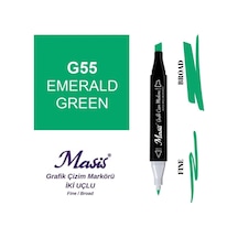 Çift Uçlu Marker Grafik Çizim Kalemi 55 Zümrüt Yeşil