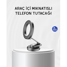 Manyetik Katlanabilir Araç Telefon Tutucu Magsafe Uyumlu, 360 Ayarlanabilir, Güçlü Mıknatıs Siyah