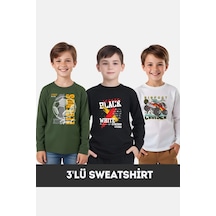 Fyk Kids Erkek Çocuk Bisiklet Yaka 3'lü Basic Sweatshirt Çok Renkli