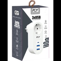 Fly 3400-01, 1 Soket, 2 Usb, 1 Type-c, Akım Korumalı Priz, 2.1a, Beyaz