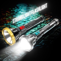 Soulader Usb Şarjlı Dayanıklı Su Geçirmez Led El Feneri, Pil Seviye Göstergeli Ve Şarj Kablolu, Yüksek Parlaklık Ve Uzun Ömürlü Aydınlatma Çözümü Siyah