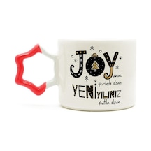 Joyumuz Yerinde Olsun Baskılı Kırmızı Kulplu Yıldız Yılbaşı Kupası