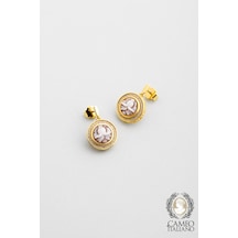 Cameo Italiano 18 Ayar Sarı Altın Kaplama Gümüş Çiçek Küpe 55898835