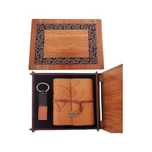 Ahşap Kutulu Taba Renk Deri Defter Anahtarlık Set Arbltgsg5fıxgsrfxzj