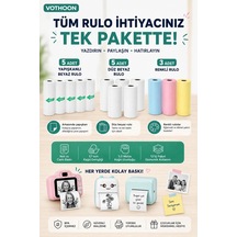 13 Lü Mini Yazıcı Termal Rulo Seti Çocuk Kamera Baskı Kağıdı 5 Yapışkanlı 5 Düz Beyaz 3 Renkli 1