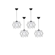 Trend Kitchen Tasarım Beyaz Mika Camlı Avize Siyah 4 Adet Beyaz - Siyah