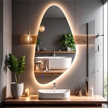 Alvora Günışığı Lazer Kumlamalı Lavabo & Banyo Aynası Dokunmatik Sensörlü 80 X 40 Cm