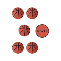 5 Adet Basket Topu Çocuk Odası Mobilya Kulbu Seti - Polyester - Tek Vidalı Dolap ve Çekmece Kulpları Turuncu