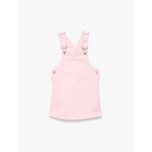 Koton Cep Detaylı Kare Yaka Pamuklu Askılı Salopet Jean Elbise Pembe 6smg80004ad Gül