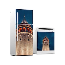 Buzdolabı Ve Bulaşık Makinası Beyaz Eşya Sticker Kaplama Galata Kulesi Çok Renkli