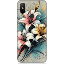 Xiaomi Redmi Note 6 Pro Uyumlu Yumuşak Hatlı Zambaklar Desenli Silikon Kılıf Çok Renkli