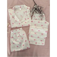 Mh Moony Homewears 3'lü Menfos Pembe Kalpli Saten Pijama Takımı PEMBE Mh Moony Homewears 3'lü Menfos Pembe Kalpli Saten Pijama Takımı PEMBE
