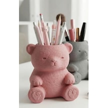 3d Baskı Sevimli Ayıcık Kalemlik - Masaüstü Organizer - Pembe Çok Renkli