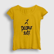 Presmono Kadın People Suck Xxxtentacion T-shirt Sarı