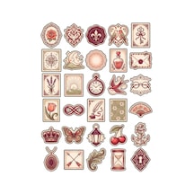 30 Adet Vintage Romantik Posta Pulu Sticker Seti - Laptop Defter Ajanda İçin Estetik Çok Renkli