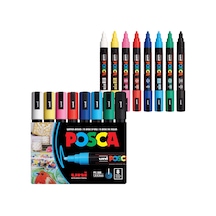 Full Set 8 Akrilik Boya Kalemi Ters Çevrilebilir Orta Uçlu Kalem Uçları, Kalemleri Kaya Boyama, Kumaş, Cam Boya, Metal Boya Ve Grafiti İçin Akrilik Boya İşaretleyicileridir 3 Siyah+2 Mavi+ 1 Kırmızı+ 1 Yeşil