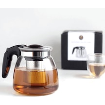 900 Ml Borosilikat Süzgeçli Cam Çaydanlık Bitki Ve Çay Demliği Siyah Saplı Kettle Ve Çay Makinesi Uyumlu Demlik çok renkli
