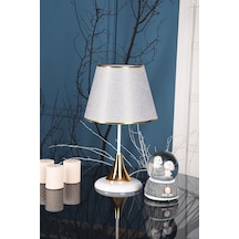 DEDE LİZBON ABAJUR BEYAZ GOLD MASA LAMBASI Beyaz - Gri