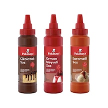 Pakmaya Sıvı Tatlı-pasta-dondurma Sosu 300 Ml 3 Lü Karma Paket - Çikolata - Karamel - Orman Meyveli