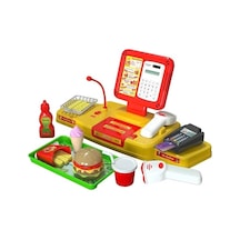 Hesap Makineli Pos Cihazlı Sesli Tepsili Hamburger Dükkanı Yazar Kasa Oyuncak Seti