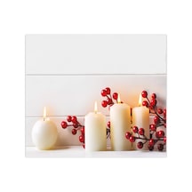 Decorita 10001507008 Beyaz Mum Desen Cam Ocak Arkası Koruyucusu, 49,5cm X 76cm