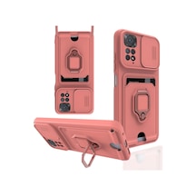 Newface - 700 - Xiaomi Redmi Note 11 Kılıf Zuma Kartvizitli Yüzüklü Silikon - Ece-umay - - Pembe
