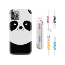 Apple Uyumlu iPhone 12 Pro Kılıf Kablo Koruyuculu Sevimli Panda 1794