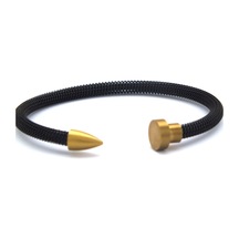 FerizZ 316L Çelik Çift Renkli Siyah Erkek Kelepçe Bileklik EBLK-3 Siyah