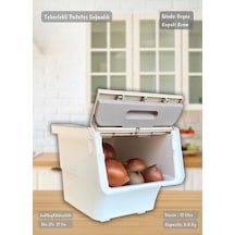 Tekerlekli Sebzelik Bpa Free Soğanlık Patates Soğan Sepeti Organizer Beyaz Krem Motek 12 Lt Krem-beyaz