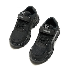 Venuma Siyah Erkek Çocuk Günlük Modern Spor Ayakkabı Çırtlı