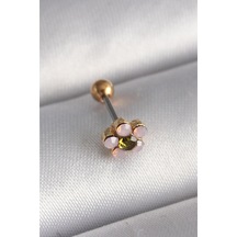 316l Çelik Gold Renk Zirkon Taşlı Çiçek Tragus Piercing Diğer