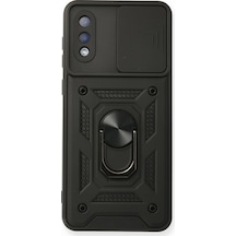 Samsung Galaxy  Uyumlu,  A02 Kılıf Pars Lens Yüzüklü Silikon - Siyah