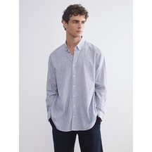 Lcw Vision İndigo Regular Fit Uzun Kollu Poplin Erkek Gömlek