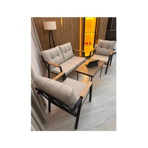 Green Garden Yaren Model, Balkon, Bahçe, Cafe, Metal Koltuk Takımı, Bahçe Takımı , Çay Seti, 2+1+1+sehpa Bej
