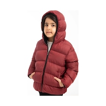 Kız Çocuk Polarlı Kapüşonlu Su Geçirmez Rüzgara Dayanıklı Şişme Kışlık Mont & Kaban-42 Bordo